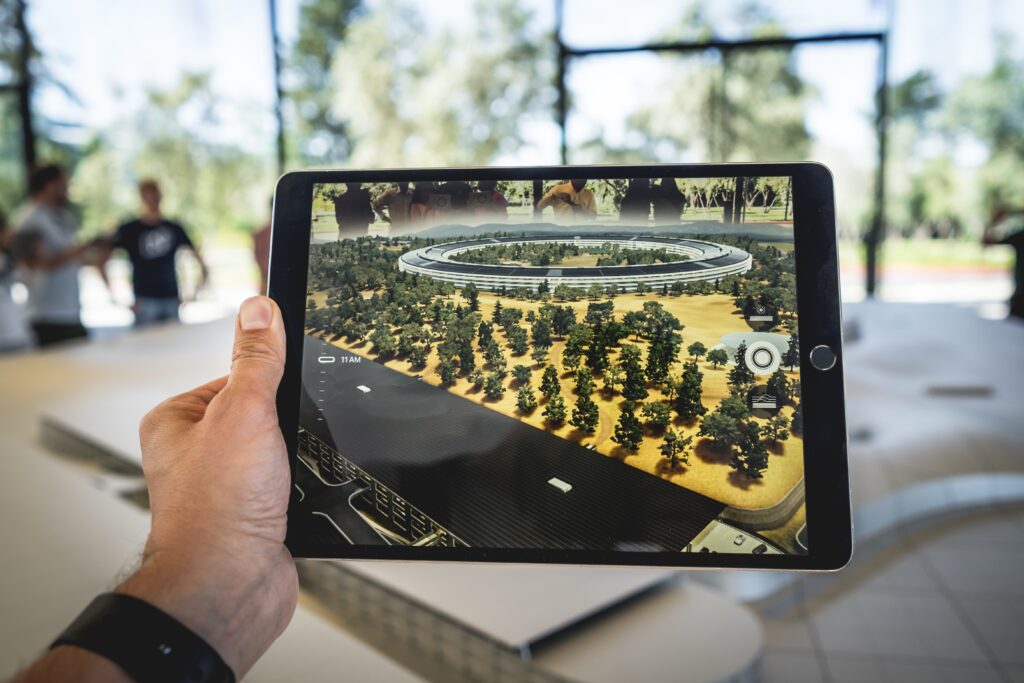 An example of a mobile AR (augmented reality) application, with an architectural visualization.