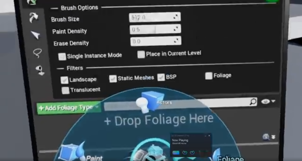 The UI of Unreal's in-Editor VR tool.